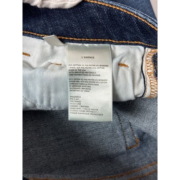 L'AGENCE Jeans 24 Womens High Line Skinny Distressed Destroyed Denim - Picture 7 of 7